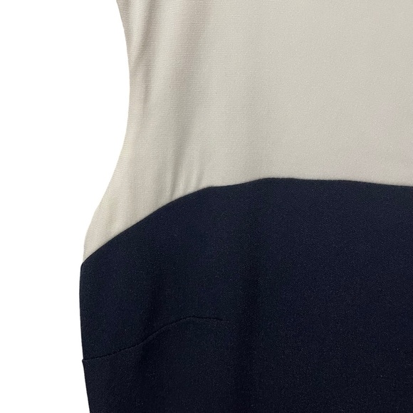 Sandra Darren White and Navy Sleeveless Ruffle Dress Size 12 - Picture 3 of 7